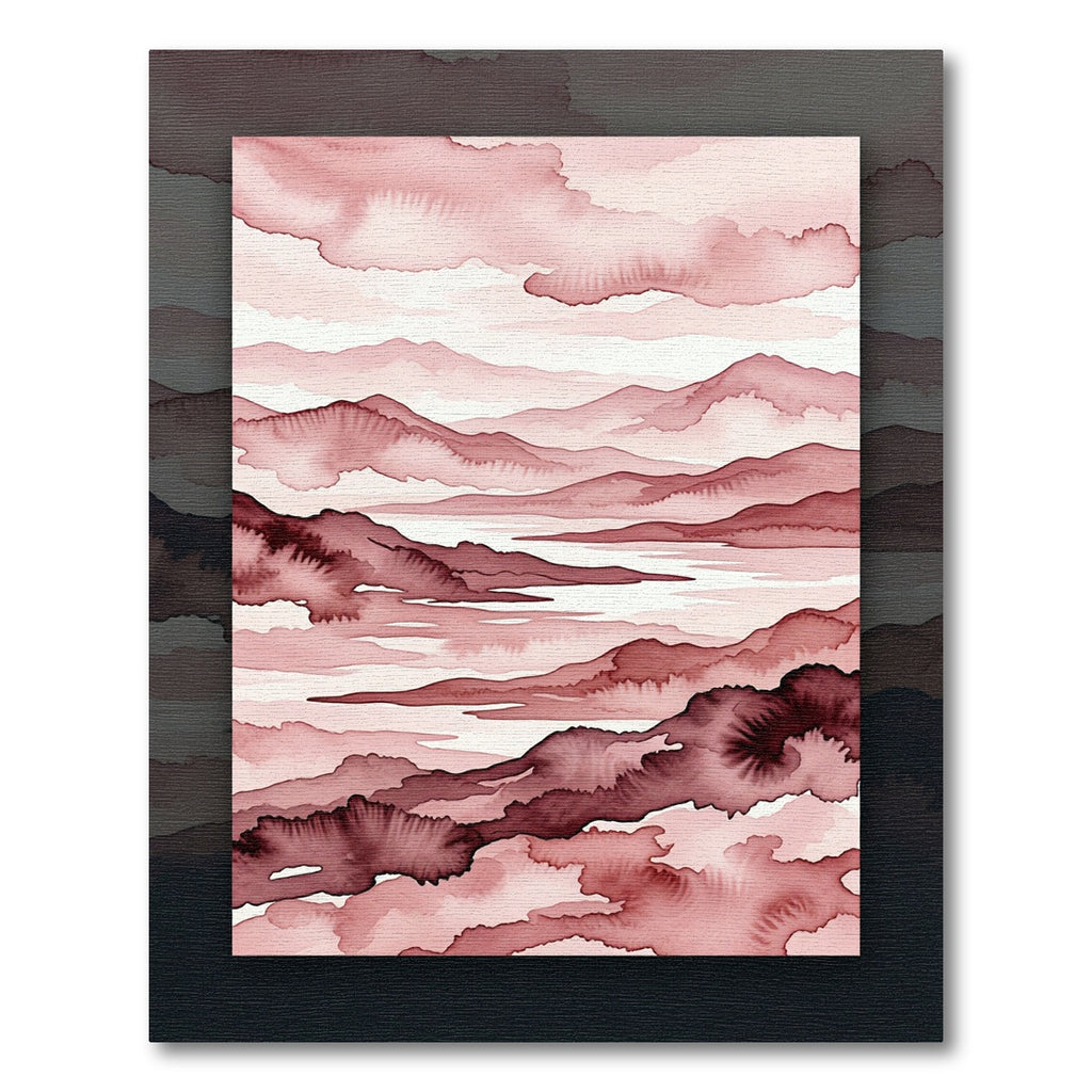 Muted Rose Abstract Mountain Landscape Rug