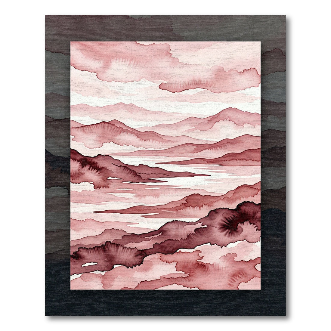 Muted Rose Abstract Mountain Landscape Rug
