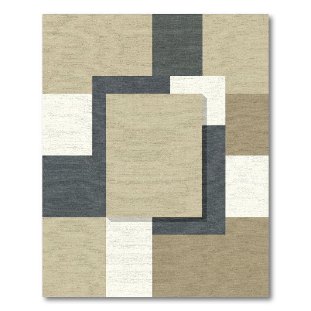 Geometric Earth Tones Overlapping Squares Rug