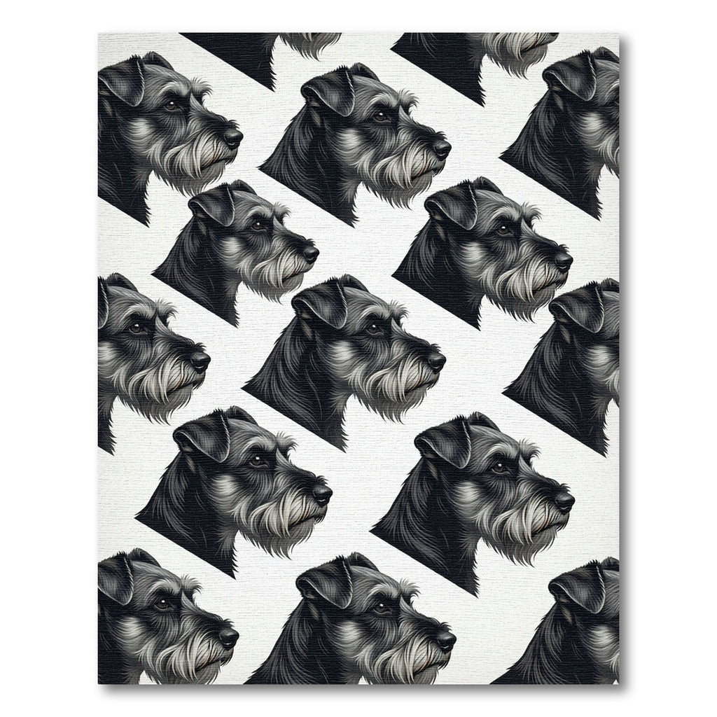 Monochrome Schnauzer Portrait Repeating Grid Rug
