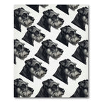 Monochrome Schnauzer Portrait Repeating Grid Rug