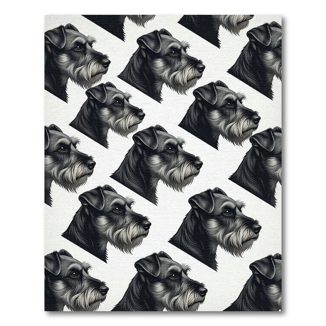 Monochrome Schnauzer Portrait Repeating Grid Rug