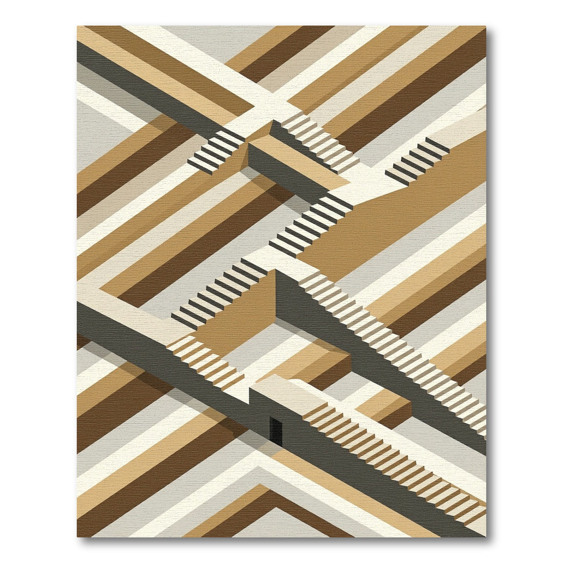 Geometric Escher Illusion Staircase Rug