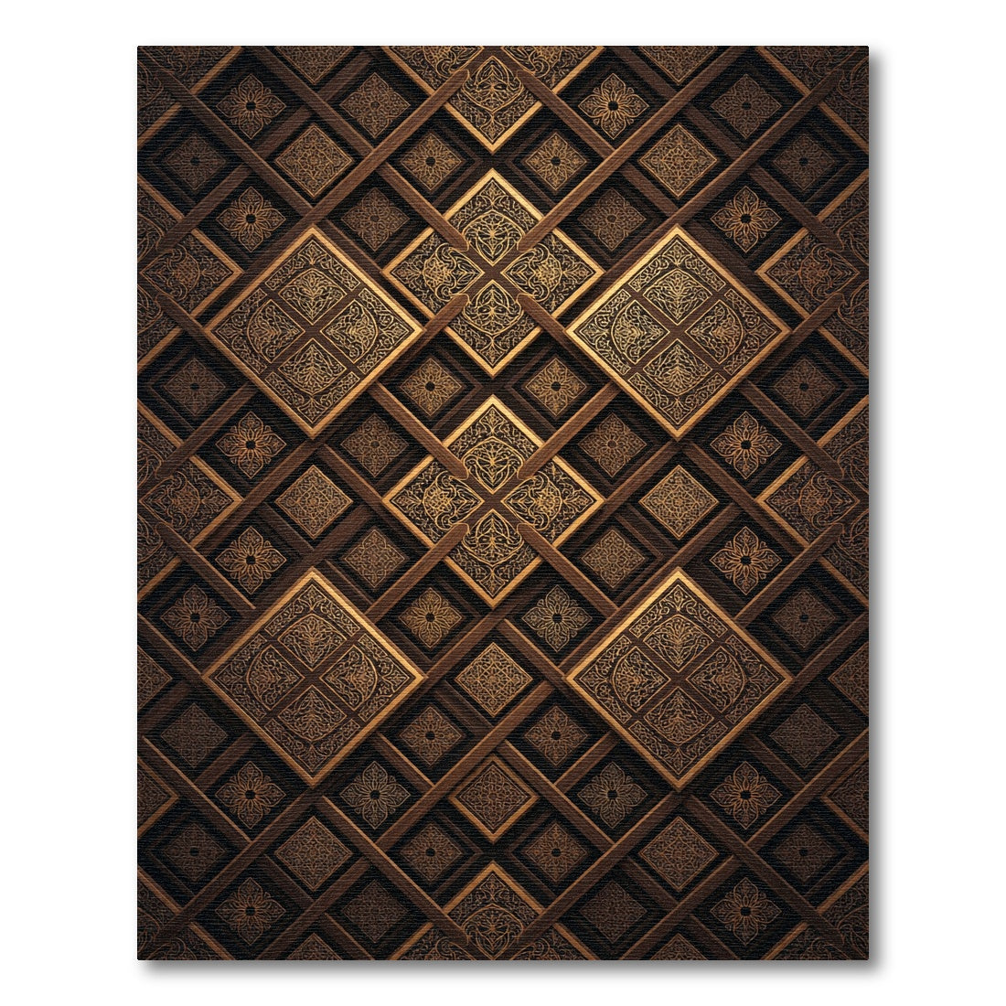 Ornate Golden Paisley Diamond Inlay Rug