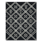 Monochromatic Tribal Diamond Geometric Black Ivory Rug