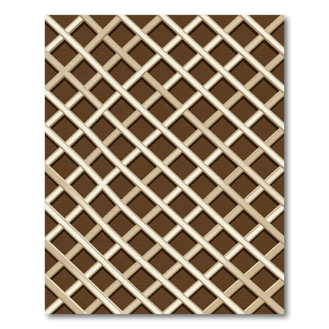 Modern Brown Lattice Geometric Tile Rug