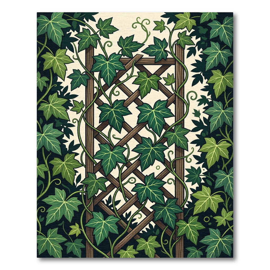 Lush Green Climbing Ivy Trellis Rug