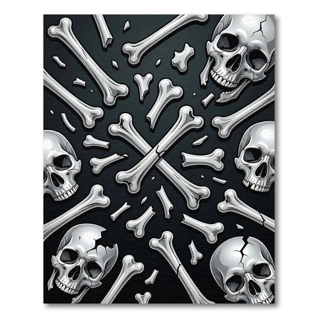 Gothic Scattered Skull and Bone Art Rug