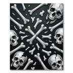 Gothic Scattered Skull and Bone Art Rug