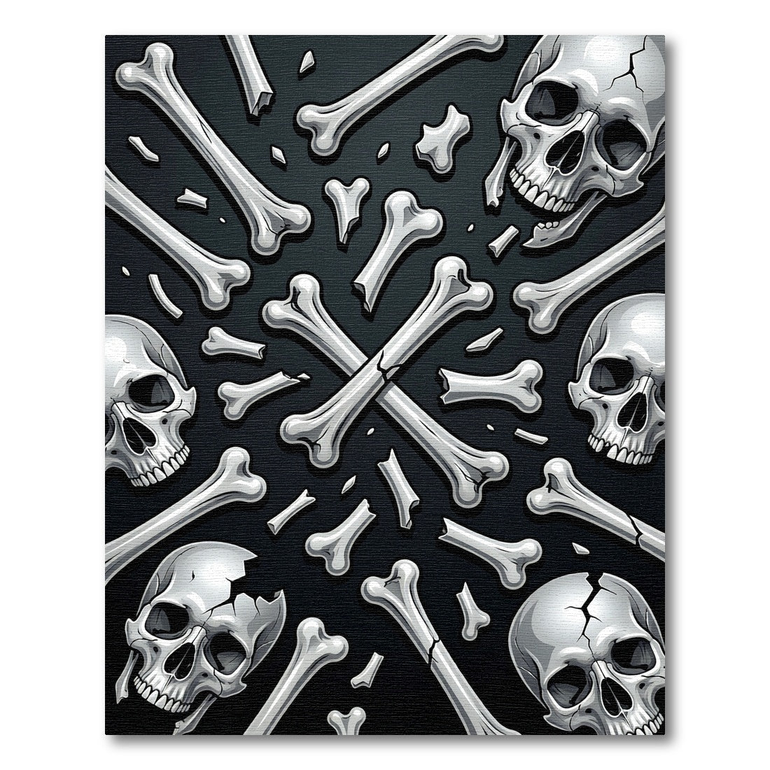 Gothic Scattered Skull and Bone Art Rug
