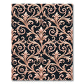 Rose Gold Nouveau Scrollwork Black Rug