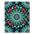 Teal Botanical Pomegranate Floral Medallion Rug