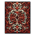 Ornate Crimson and Cream Baroque Scroll Rug