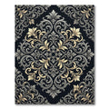 Ornate Gold and Gray Damask Rug