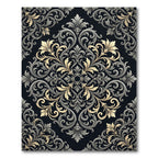 Ornate Gold and Gray Damask Rug