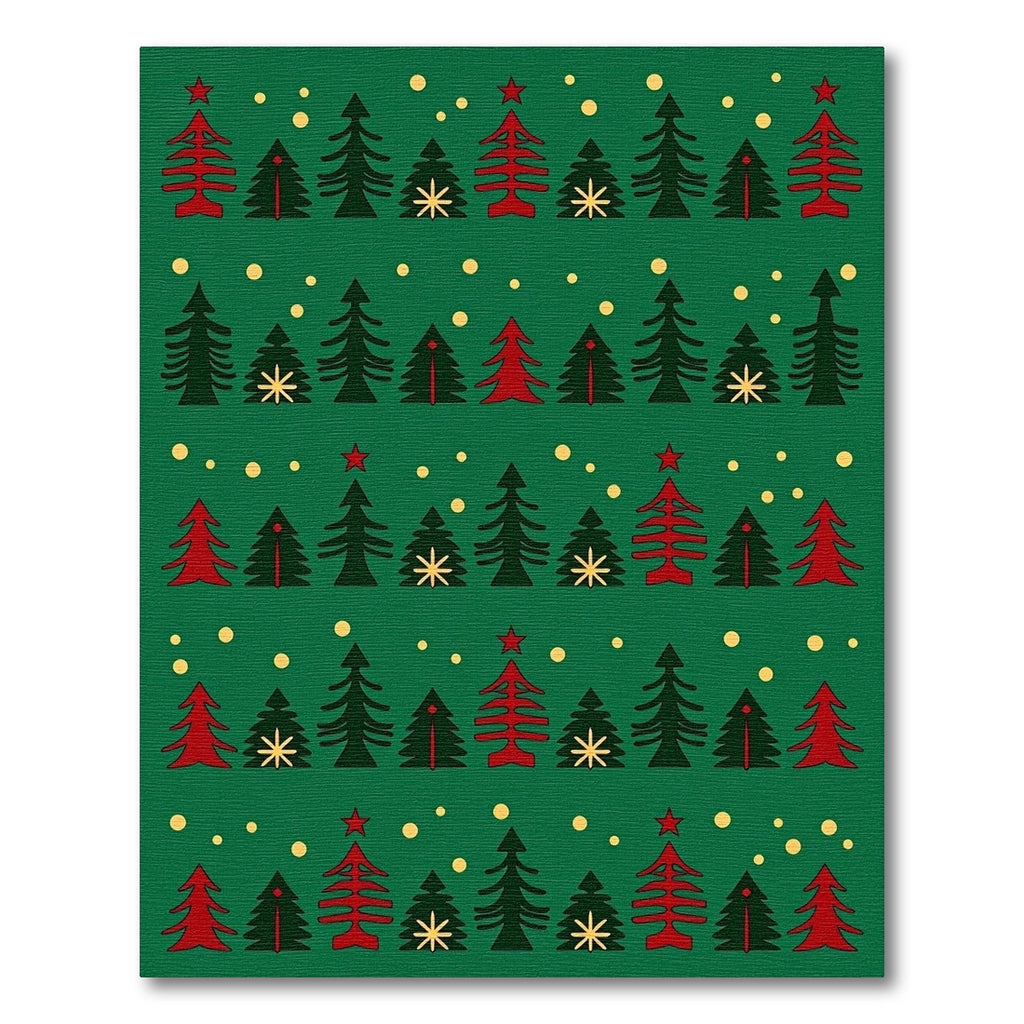 Green Red Pine Christmas Lights Rug