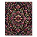 Vintage Crimson Floral Medallion Rug
