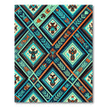Vibrant Tribal Teal Orange Diamond Geometric Rug