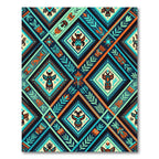 Vibrant Tribal Teal Orange Diamond Geometric Rug