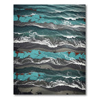 Deep Turquoise Wave Textured Landscape Rug