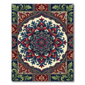 Vivid Crimson Blue Floral Mandala Art Rug