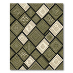 Olive Green Textured Diamond Mosaic Rug