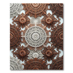 Ornate Copper White Floral Medallion Rug