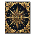 Ornate Golden Compass Star Medallion Rug