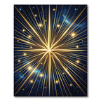 Radiant Golden Starburst Night Sky Rug