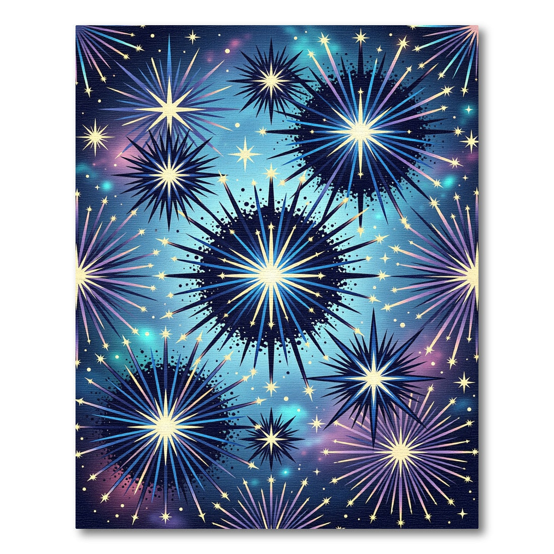 Cosmic Blue Starburst Explosion Rug