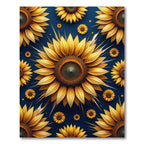 Radiant Golden Sunflowers on Navy Blue Rug