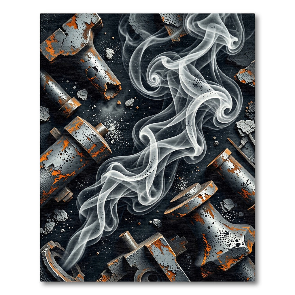Smoky Industrial Steel Abstract Rust Art Rug