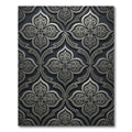 Elegant Silver Ornate Damask Scroll Rug