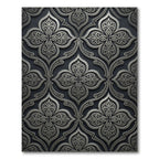 Elegant Silver Ornate Damask Scroll Rug