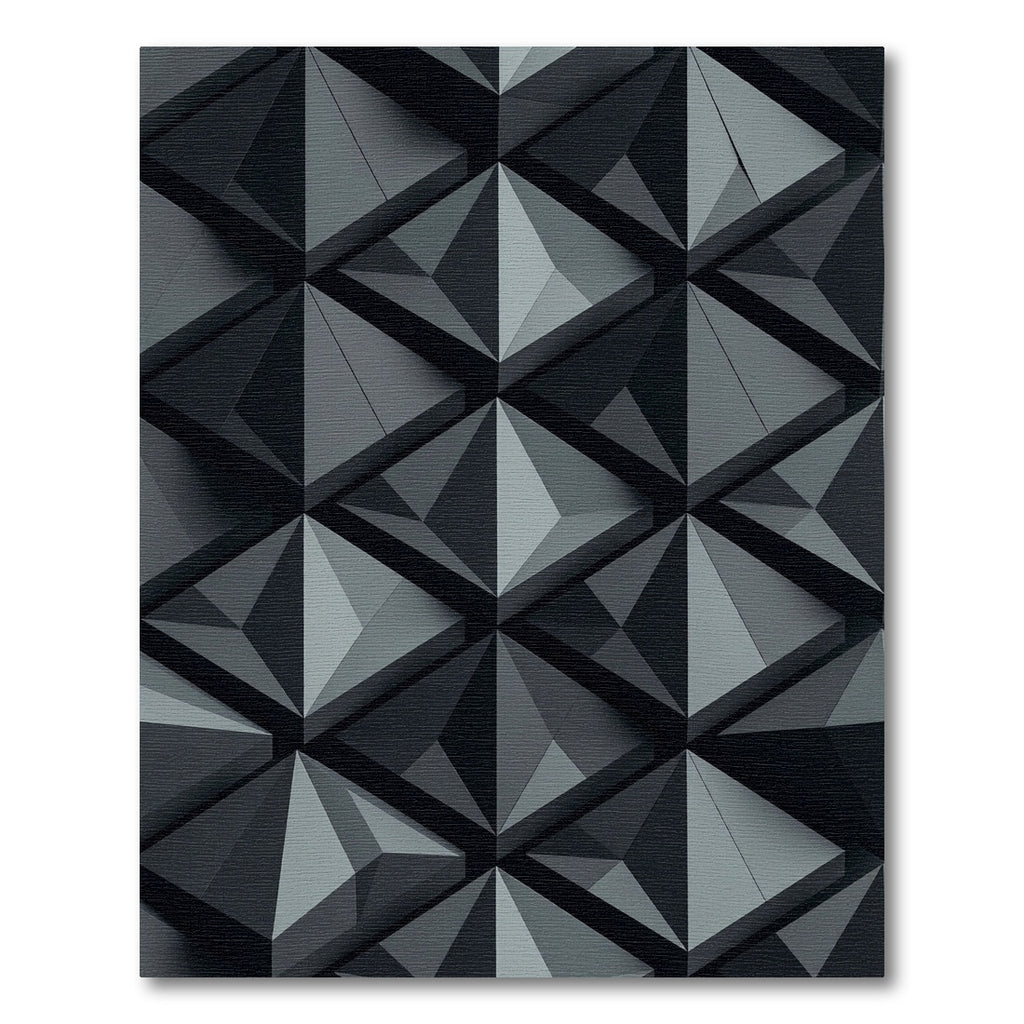 Charcoal Gray Interlocking Geometric Shards Rug