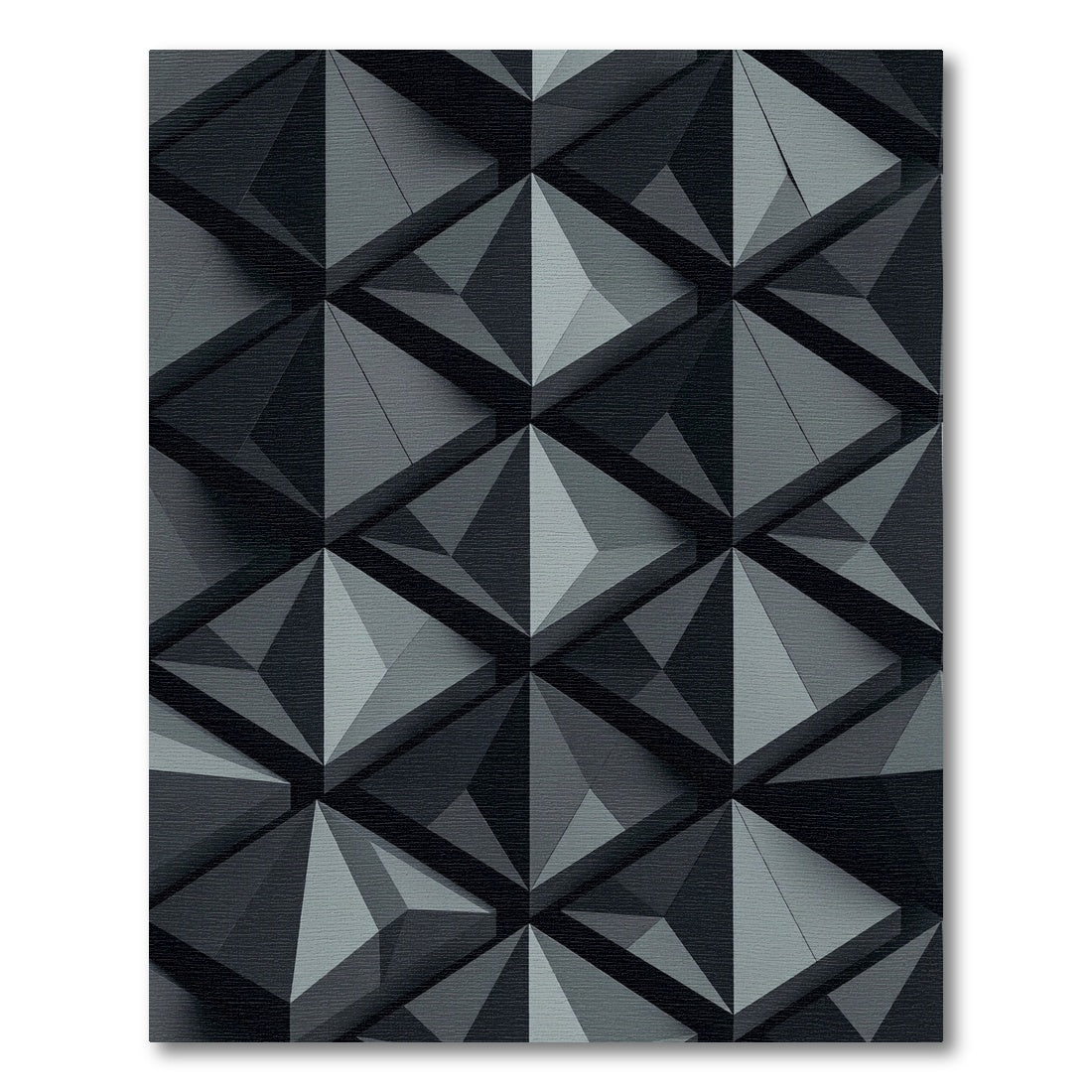 Charcoal Gray Interlocking Geometric Shards Rug