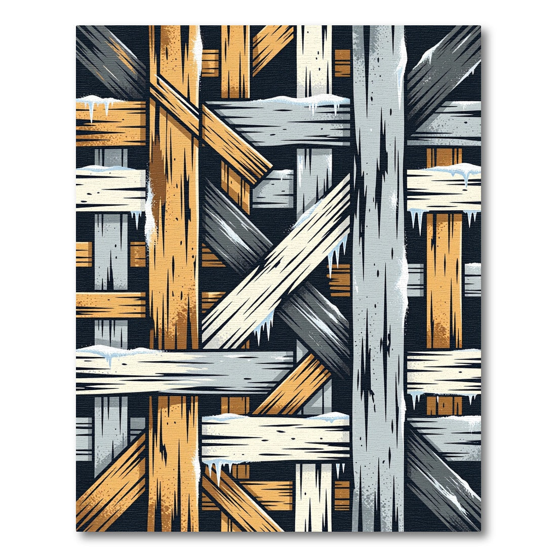 Woven Winter Wood Plank Texture Rug