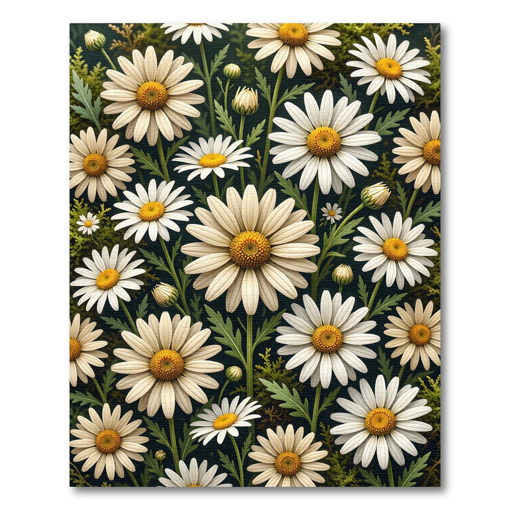 Radiant White Daisy Floral Botanical Rug