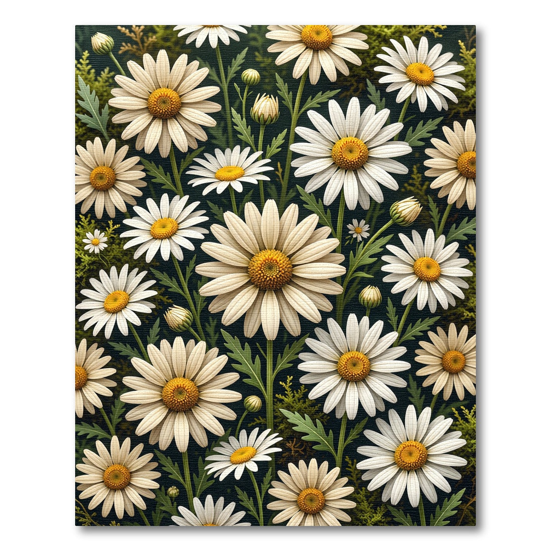 Radiant White Daisy Floral Botanical Rug