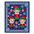 Three Cheerful Christmas Elves Rug