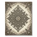 Ornate Taupe Floral Damask Medallion Rug
