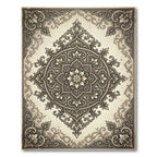 Ornate Taupe Floral Damask Medallion Rug