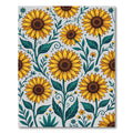 Botanical Yellow Sunflower Folk Art Rug