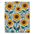 Botanical Yellow Sunflower Folk Art Rug