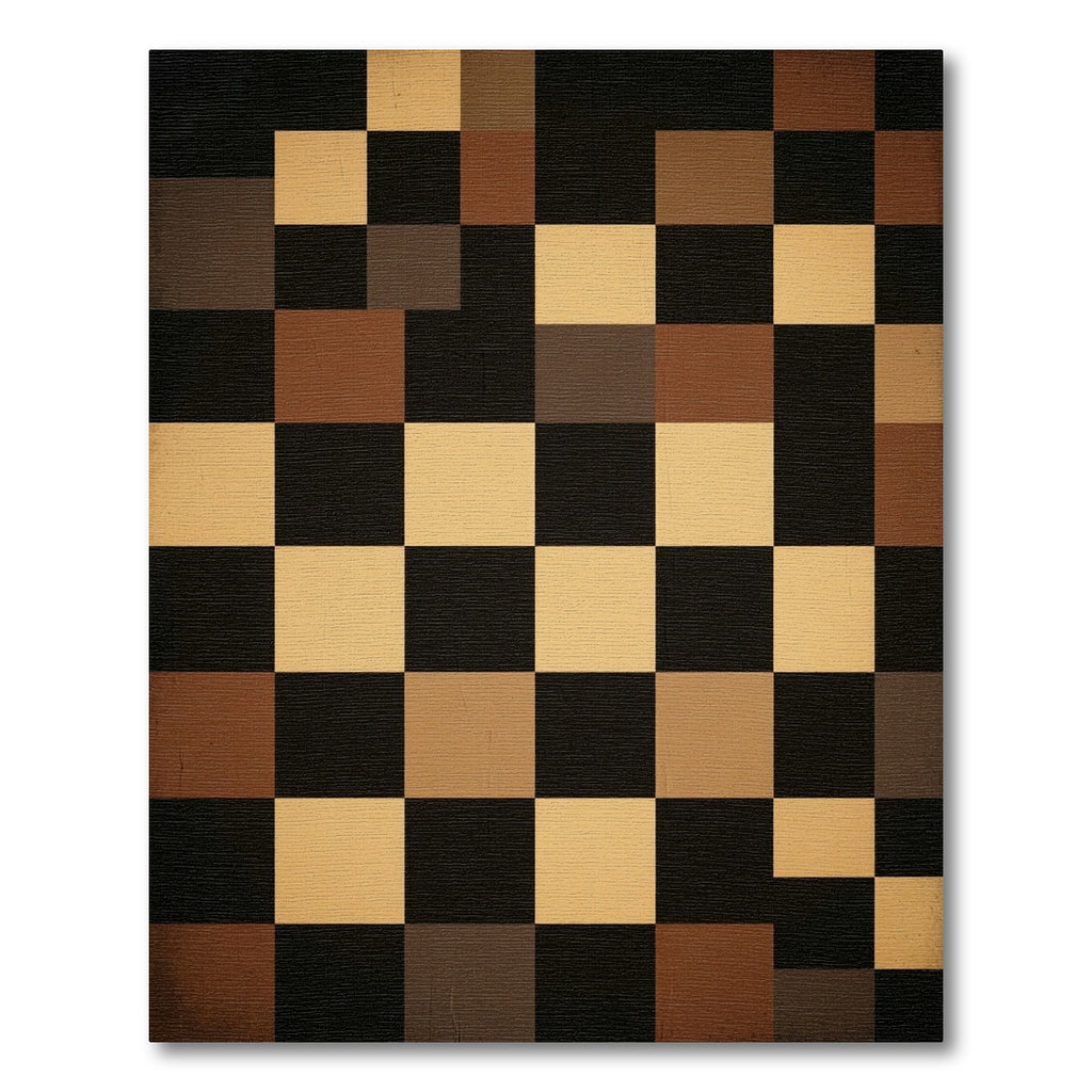 Brown Black Checkerboard Grid Rug
