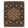 Orange Black Floral Starburst Mandala Rug
