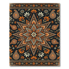 Orange Black Floral Starburst Mandala Rug