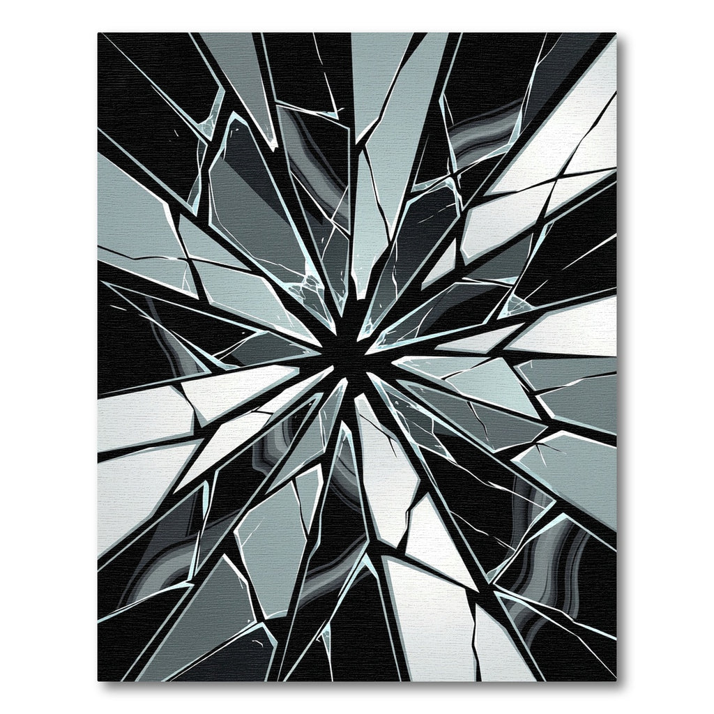 Monochrome Shattered Glass Geometric Abstract Rug