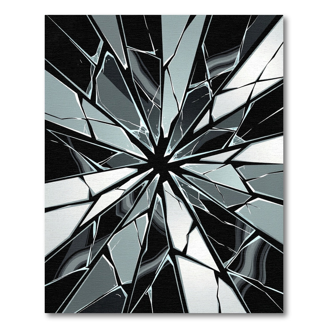 Monochrome Shattered Glass Geometric Abstract Rug