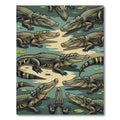 Reptilian Swamp Green Alligator Assemblage Rug